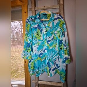 Maggie Barnes Vibrant Abstract Print Blouse Plus size 2X
